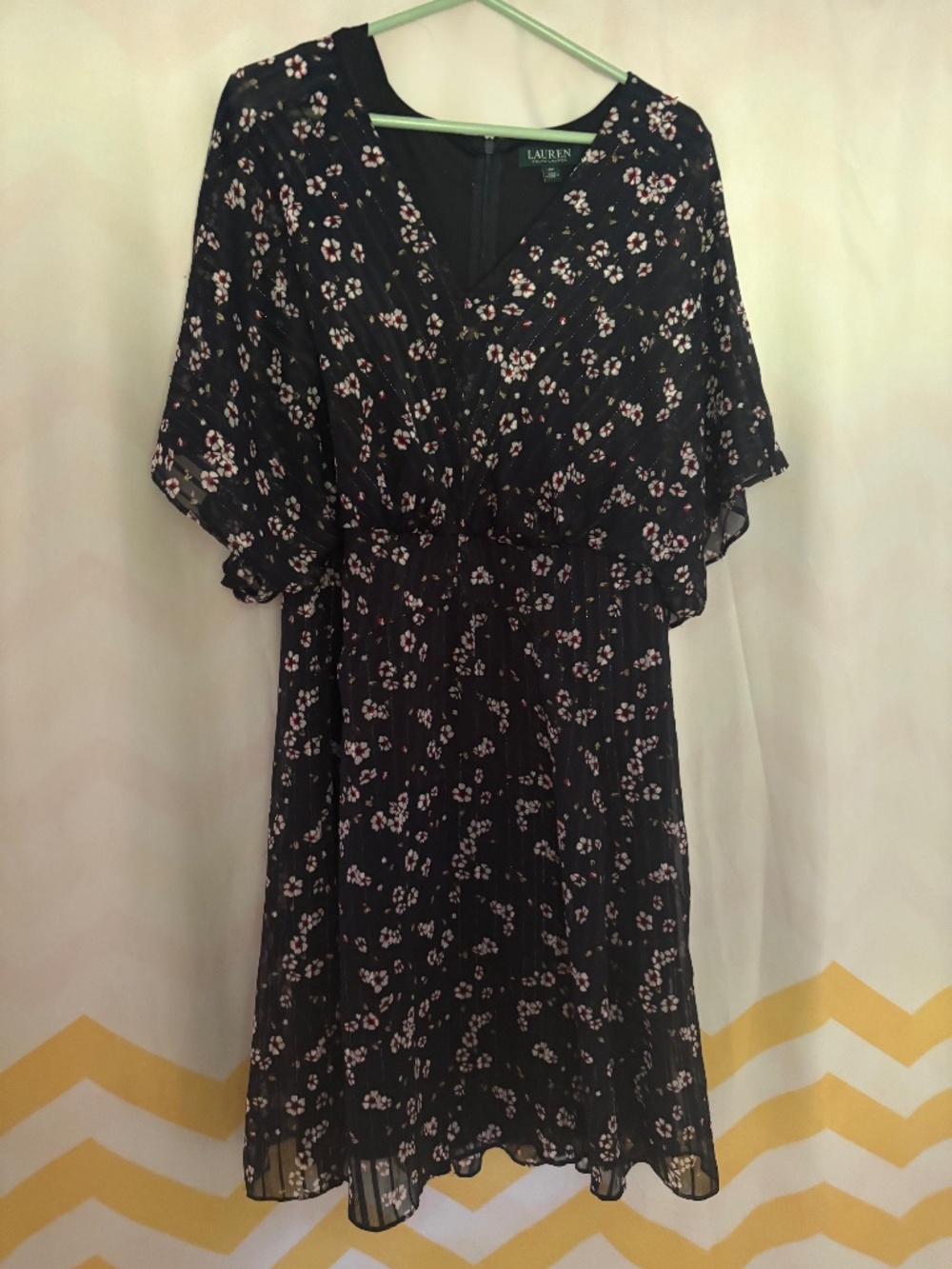Lauren  Ralph Lauren Navy Floral Dress 14P